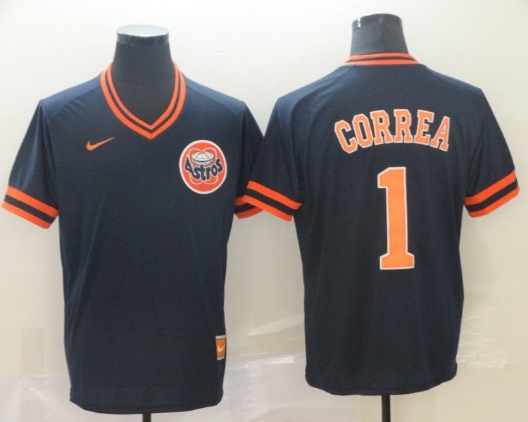 Men's Houston Astros Carlos Correa #1 Navy Authentic Jersey