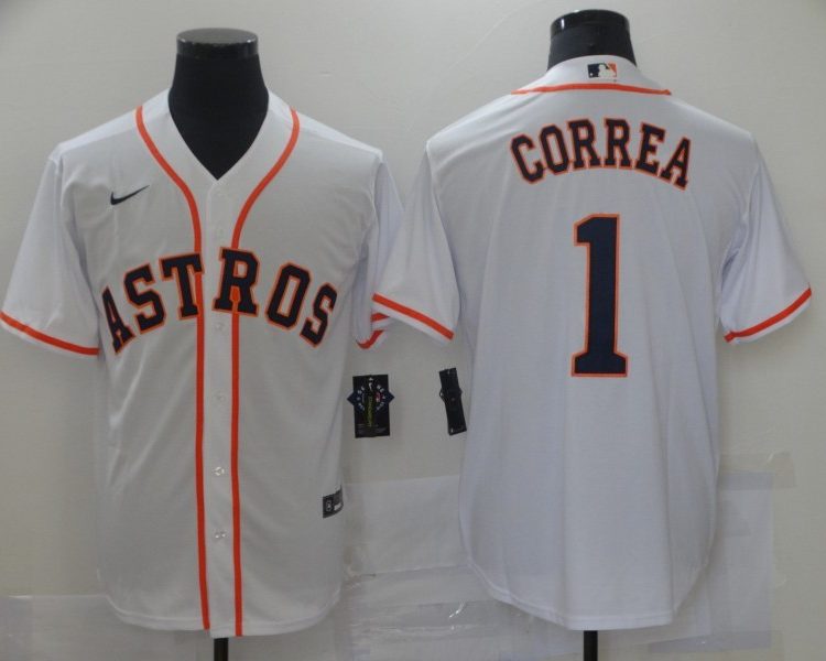 Men's Houston Astros Carlos Correa #1 White Baseball Jersey