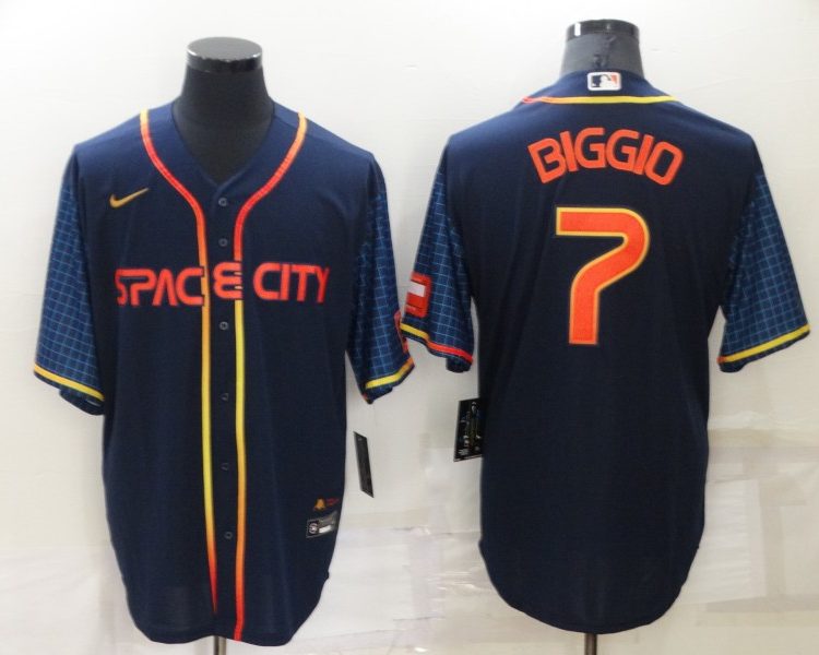 Men's Houston Astros Craig Biggio #7 Navy Space City Jersey