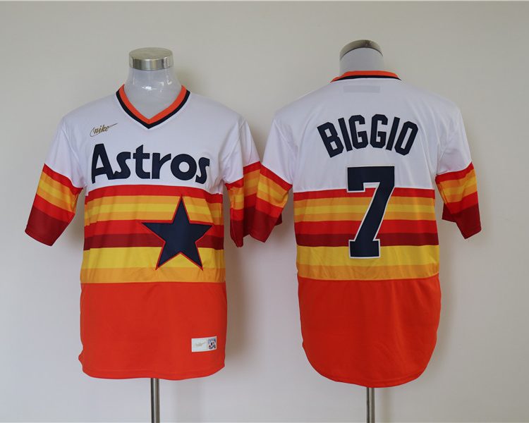 Men's Houston Astros Craig Biggio #7 White Home Cooperstown Collection Jersey