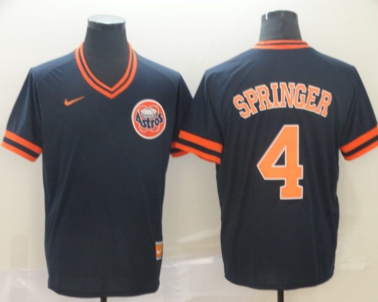 Men's Houston Astros George Springer #4 Navy Authentic Jersey