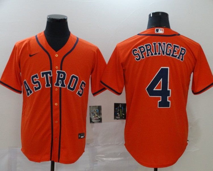 Men's Houston Astros George Springer #4 Orange Baseball Jersey