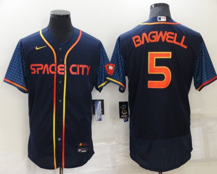 Men's Houston Astros Jeff Bagwell #5 Navy Space City Jersey