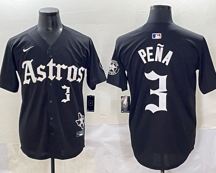 Men's Houston Astros Jeremy Pena #3 Black Team Jersey