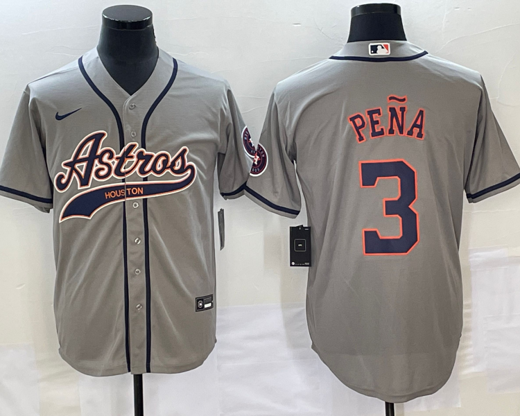 Men's Houston Astros Jeremy Pena #3 Gray Jersey Joint Edition