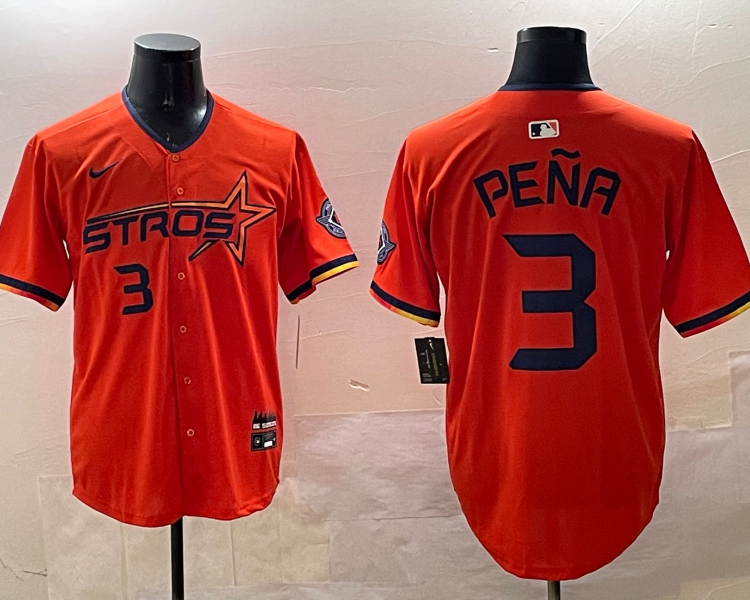 Men's Houston Astros Jeremy Pena #3 Orange 2025 City Connect Limited Jersey