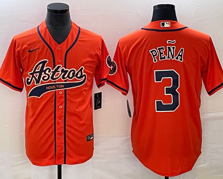 Men's Houston Astros Jeremy Pena #3 Orange Jersey Joint Edition