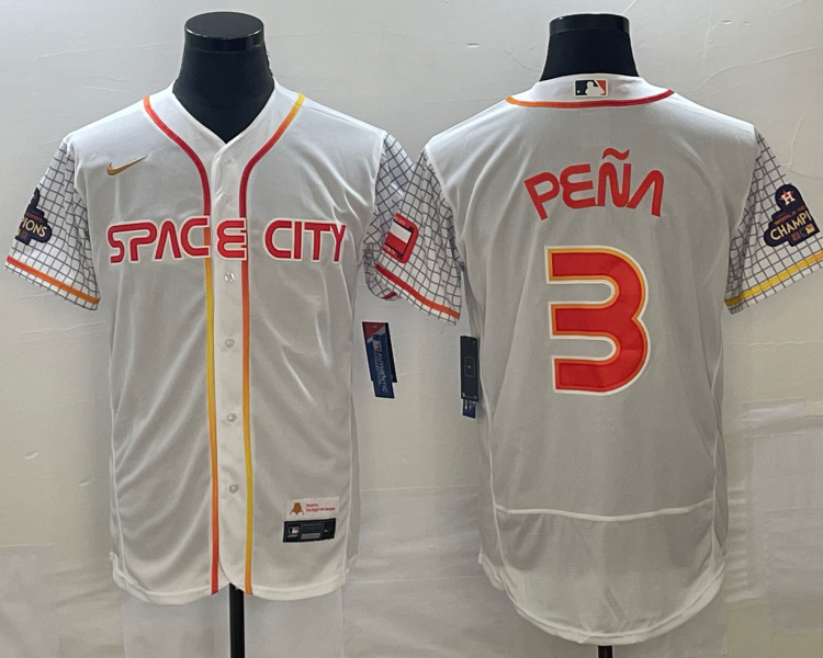 Men's Houston Astros Jeremy Pena #3 White City Connect Jersey
