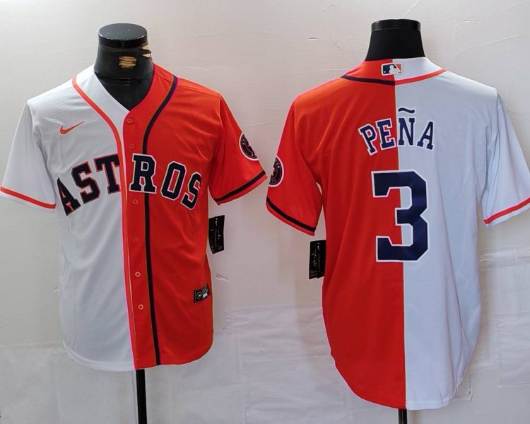 Men's Houston Astros Jeremy Pena #3 White/Orange Limited Jersey