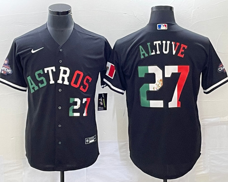 Men's Houston Astros Jose Altuve #27 Black Alternate Jersey