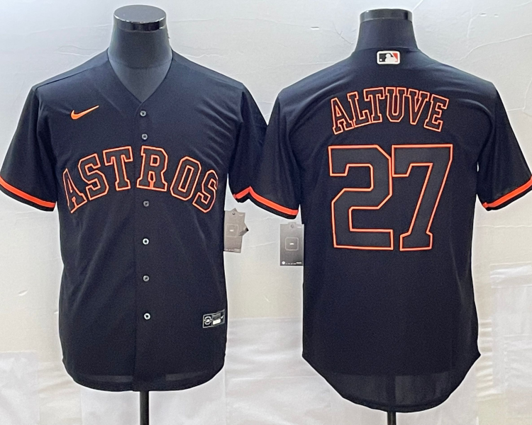 Men's Houston Astros Jose Altuve #27 Black Authentic Jersey