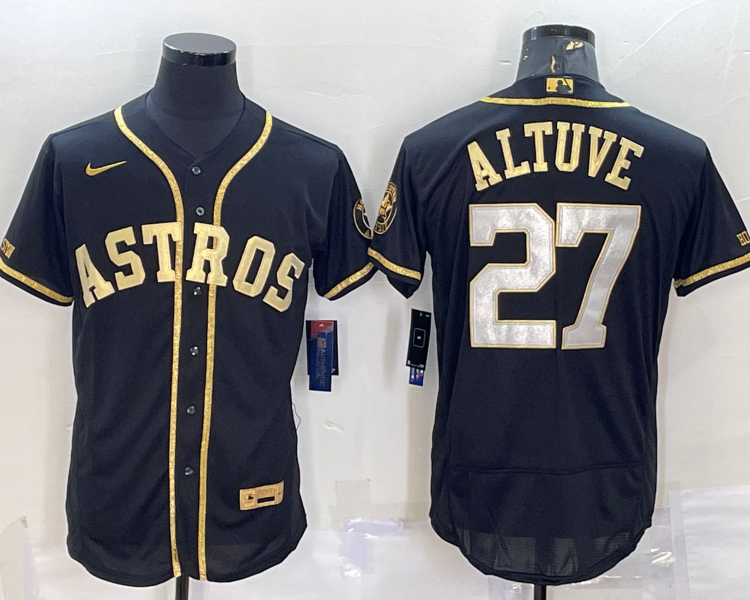 Men's Houston Astros Jose Altuve #27 Black Baseball Jersey