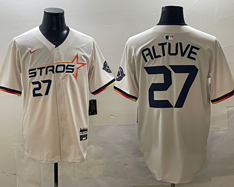 Men's Houston Astros Jose Altuve #27 Cream 2025 City Connect Limited Jersey