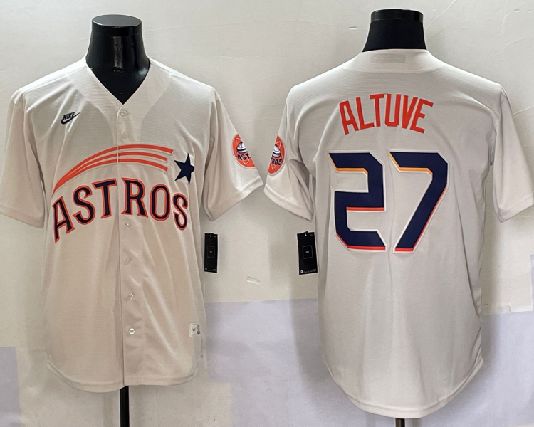 Men's Houston Astros Jose Altuve #27 Cream Jersey