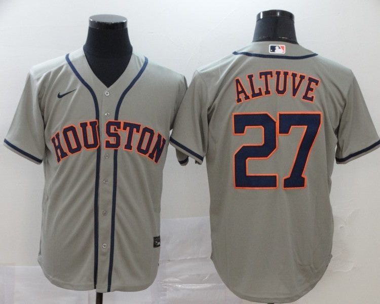 Men's Houston Astros Jose Altuve #27 Gray Baseball Jersey