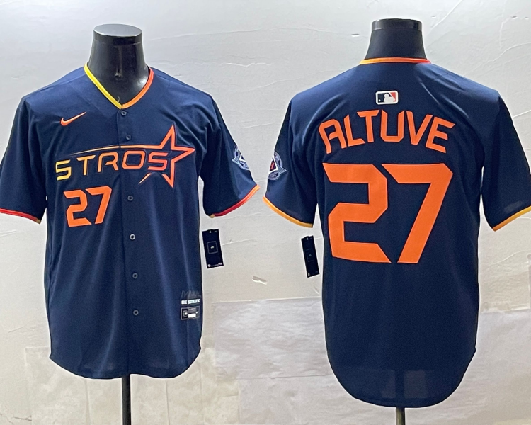 Men's Houston Astros Jose Altuve #27 Navy 2025 City Connect Limited Jersey
