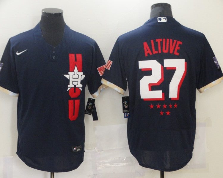 Men's Houston Astros Jose Altuve #27 Navy All Star Jersey