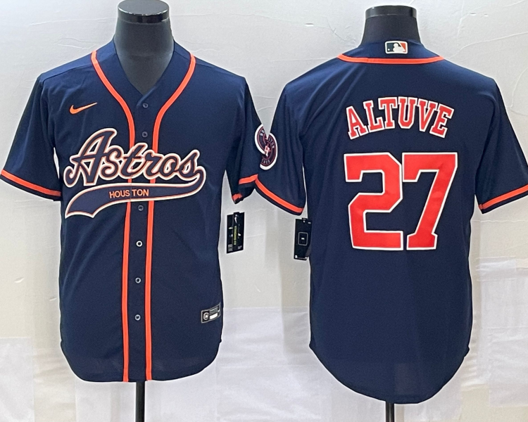 Men's Houston Astros Jose Altuve #27 Navy Jersey Joint Edition