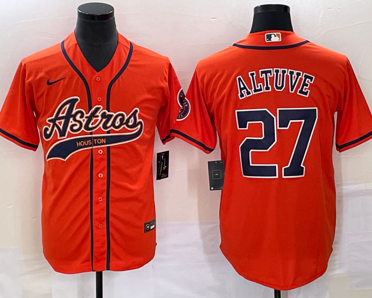 Men's Houston Astros Jose Altuve #27 Orange Jersey Joint Edition