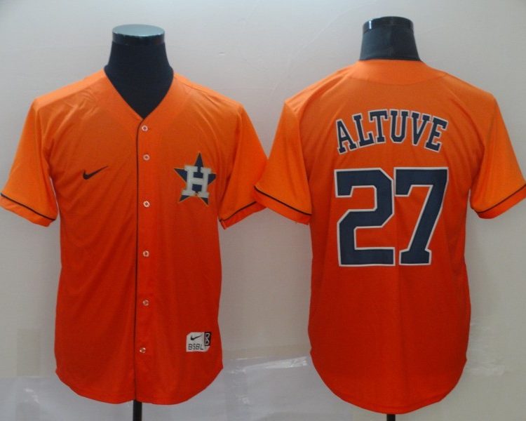 Men's Houston Astros Jose Altuve #27 Orange Jersey