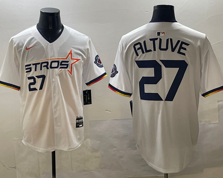 Men's Houston Astros Jose Altuve #27 White 2025 City Connect Limited Jersey