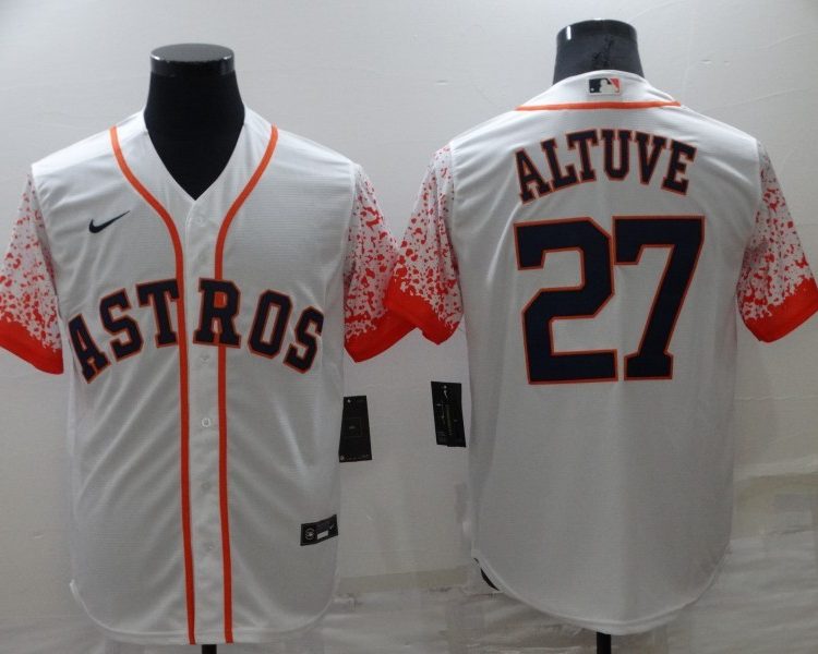 Men's Houston Astros Jose Altuve #27 White Alternate Jersey