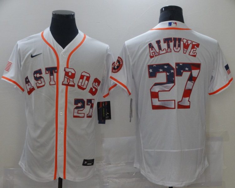 Men's Houston Astros Jose Altuve #27 White Authentic Jersey