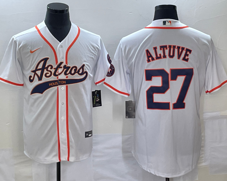 Men's Houston Astros Jose Altuve #27 White Jersey Joint Edition