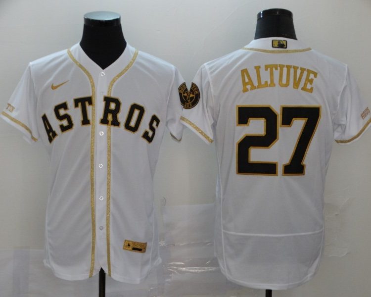 Men's Houston Astros Jose Altuve #27 White Jersey