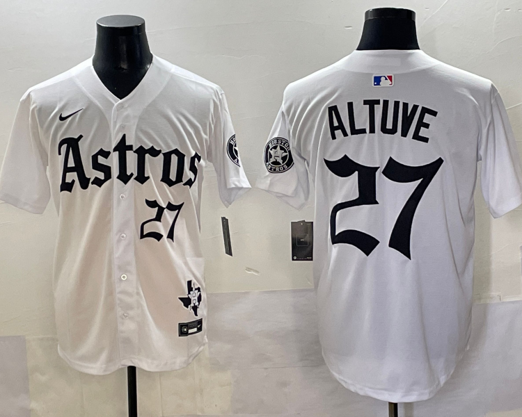 Men's Houston Astros Jose Altuve #27 White Team Jersey
