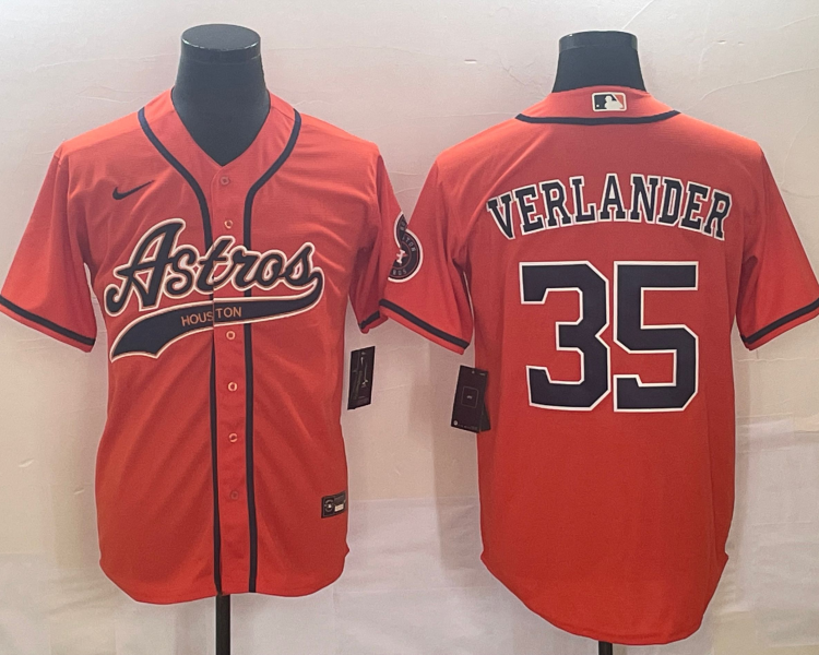 Men's Houston Astros Justin Verlander #35 Orange Jersey Joint Edition