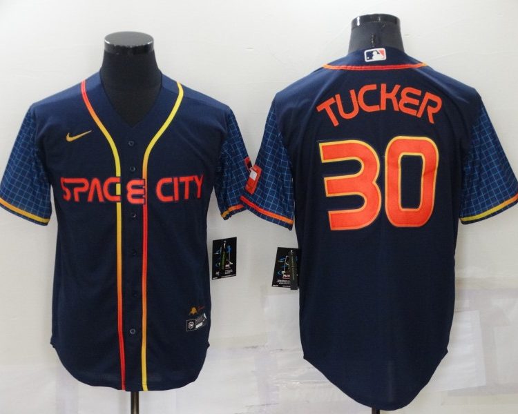 Men's Houston Astros Kyle Tucker #30 Navy Space City Jersey