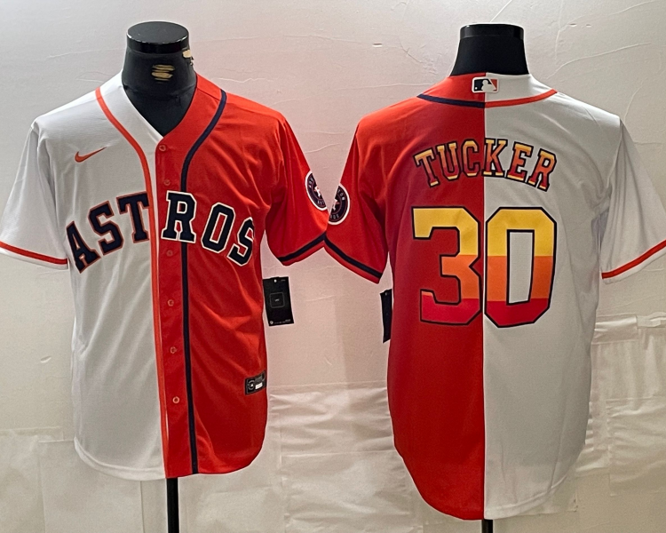 Men's Houston Astros Kyle Tucker #30 White/Orange Jersey