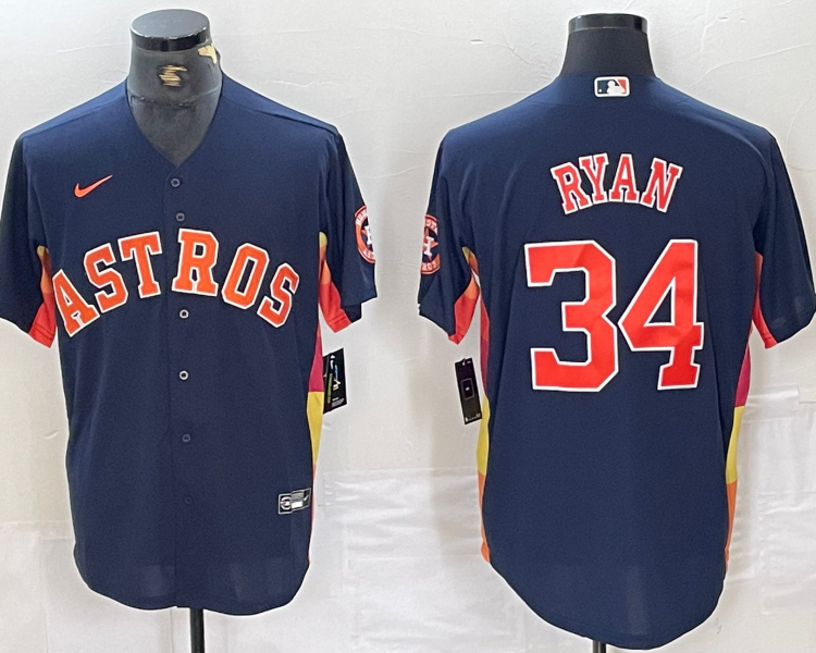 Men's Houston Astros Nolan Ryan #34 Navy Team Jersey
