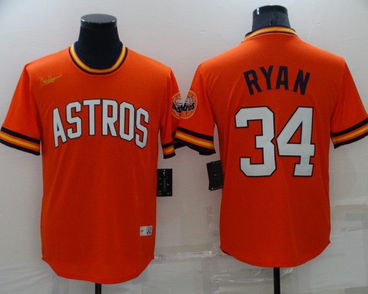 Men's Houston Astros Nolan Ryan #34 Orange Jersey