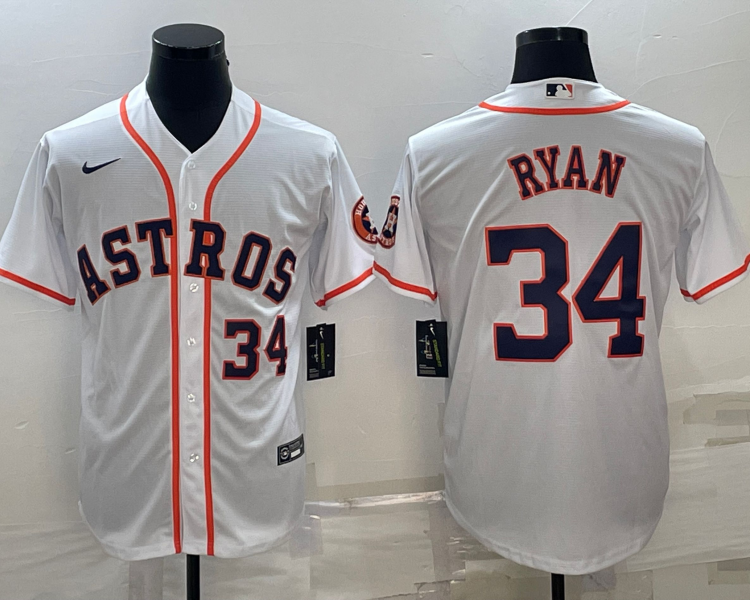 Men's Houston Astros Nolan Ryan #34 White Jersey