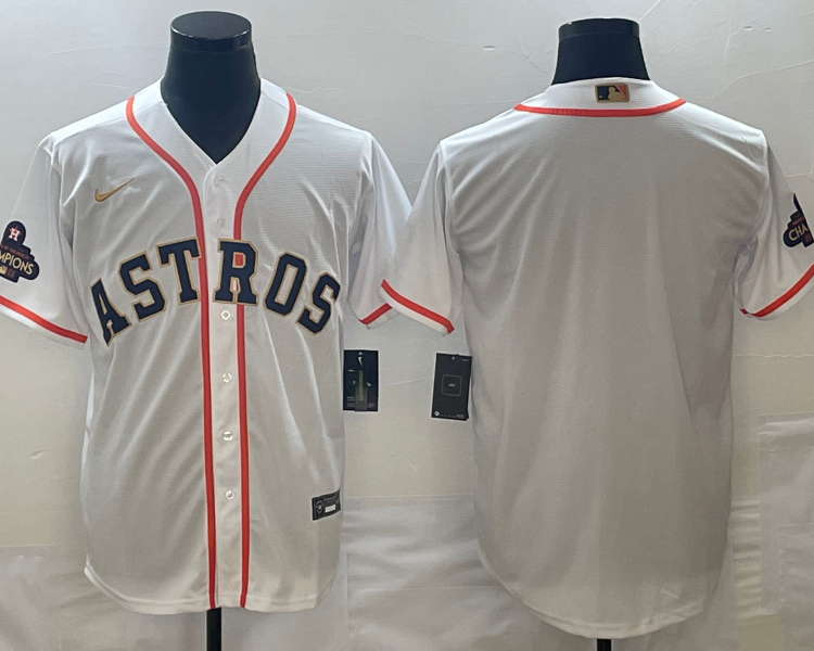 Men's Houston Astros White 2023 Gold Collection Blank Jersey
