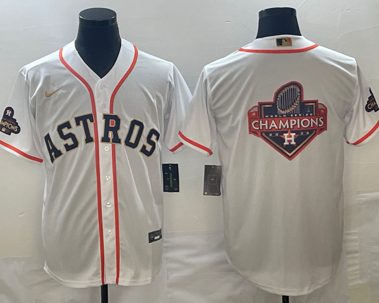 Men's Houston Astros White 2023 Gold Collection Jersey