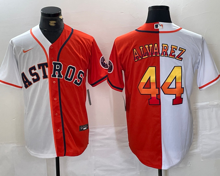 Men's Houston Astros Yordan Alvarez #44 White/Orange Jersey