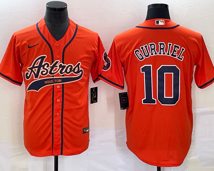 Men's Houston Astros Yuli Gurriel #10 Orange Jersey Joint Edition