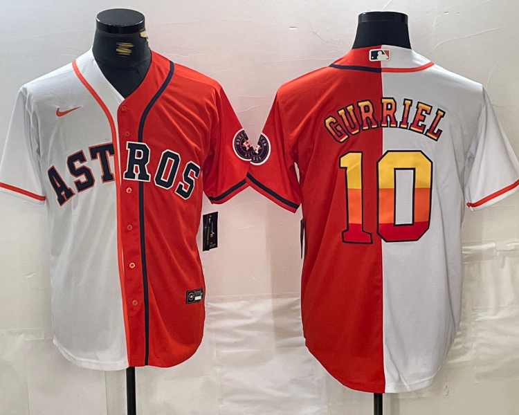 Men's Houston Astros Yuli Gurriel #10 White/Orange Jersey