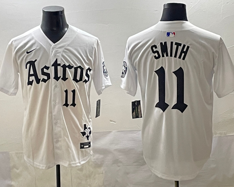 Men's Houston Astros Cam Smith #11 White Team Jersey