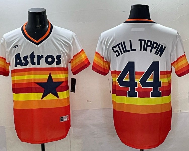 Men's Houston Astros Still Tippin #44 White Home Cooperstown Collection Jersey