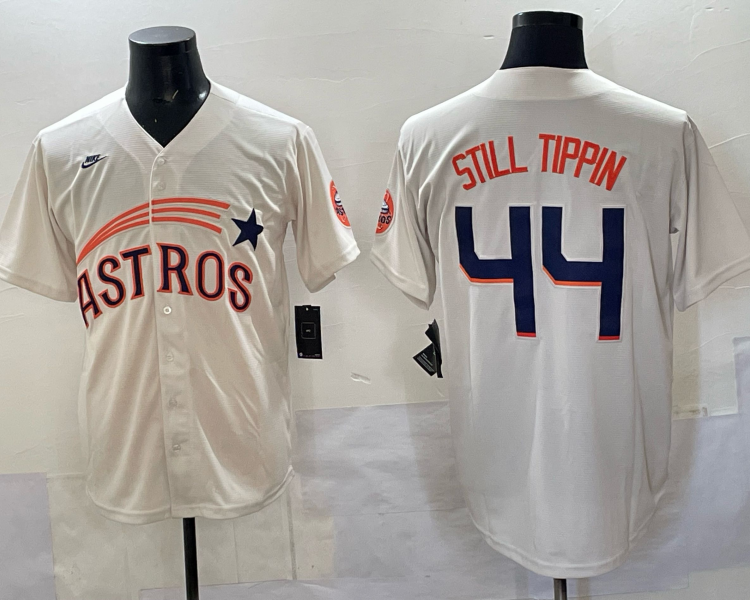 Men's Houston Astros Still Tippin #44 White Jersey