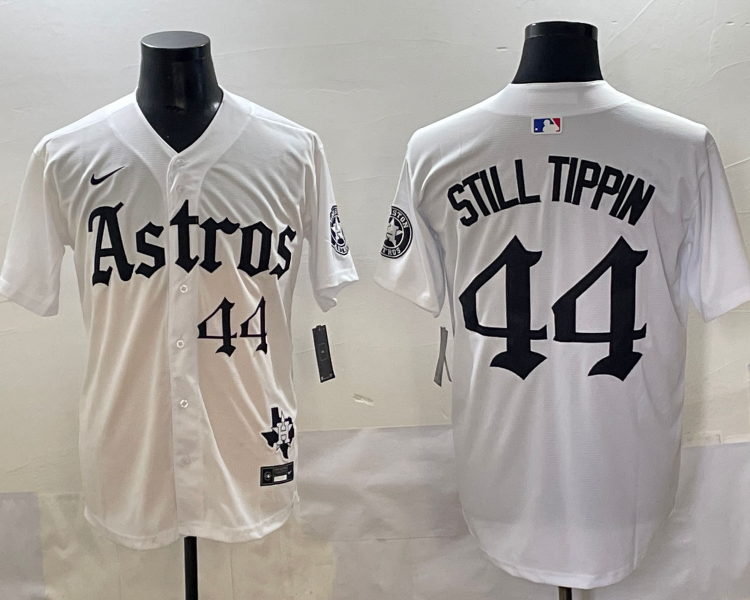 Men's Houston Astros Still Tippin #44 White Team Jersey