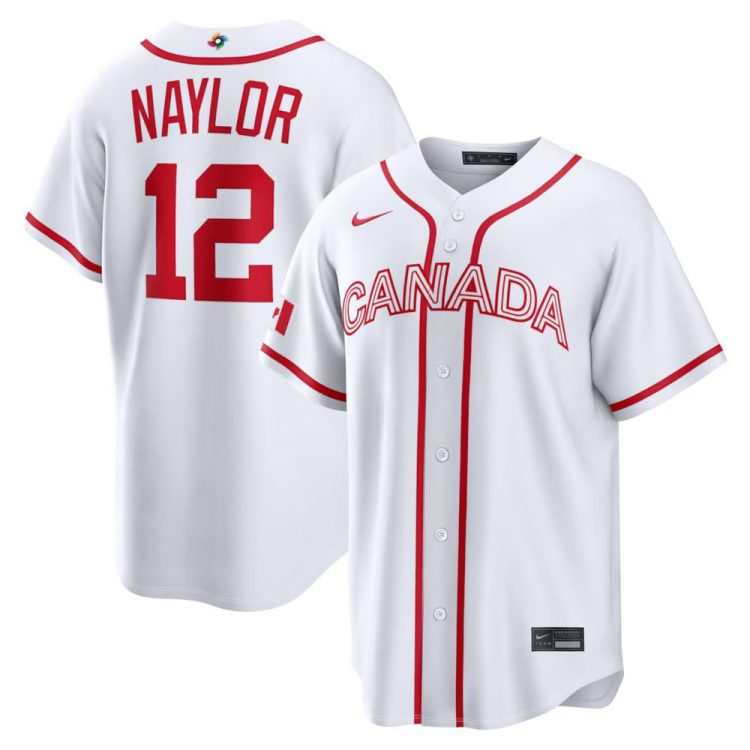Men's Canada Baseball #12 Josh Naylor White 2026 World Baseball Classic Home Stadium Jersey