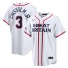 Men's Great Britain Baseball #3 Jazz Chisholm Jr. White 2026 World Baseball Classic Home Stadium Jersey