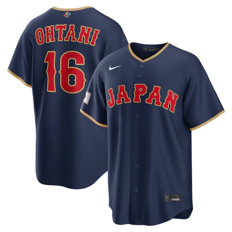 Men's Japan Baseball #16 Shohei Ohtani Navy 2026 World Baseball Classic Road Stadium Jersey