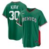Men's Mexico Baseball #30 Alejandro Kirk Green 2026 World Baseball Classic Road Stadium Jersey