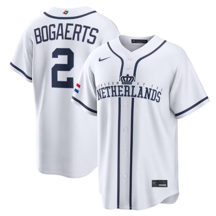 Men's Netherlands Baseball #2 Xander Bogaerts White 2026 World Baseball Classic Home Stadium Jersey